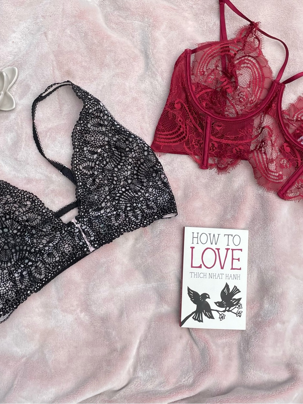 Victoria's Secret Lace Bralettes in Black & Coquette Red Bralette both size M